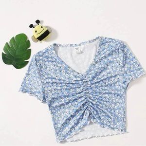 shein rouched cropped shirt